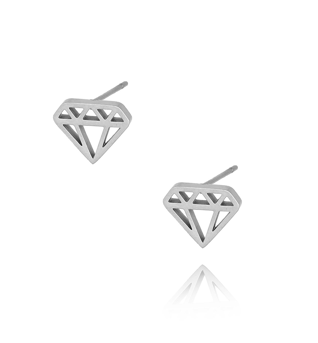 Kolczyki srebrne diamenty ze stali szlachetnej - By Dziubeka