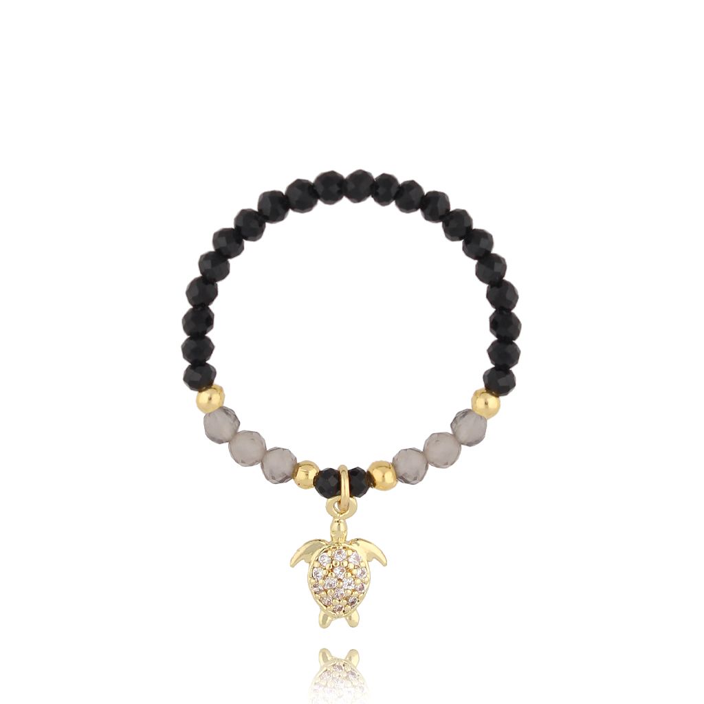 Pierścionek z turmalinami i żółwikiem Cimarron - By Dziubeka