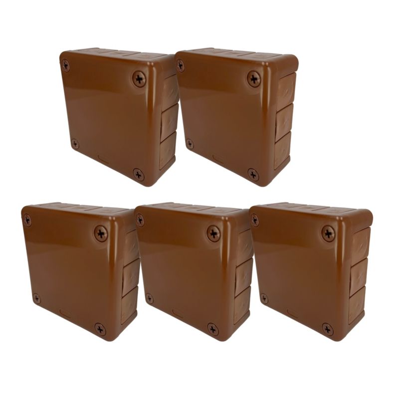 Puszka natynkowa EDO hermetyczna 118x118x46mm 12-wlotowa z dławikami gumowymi IP55 zamknięcie "na wkręty", brązowa 5szt