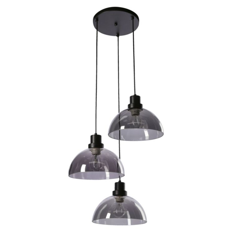 Lampa wisząca Candellux Lighting Barca 3 x E27 czarna/smoke