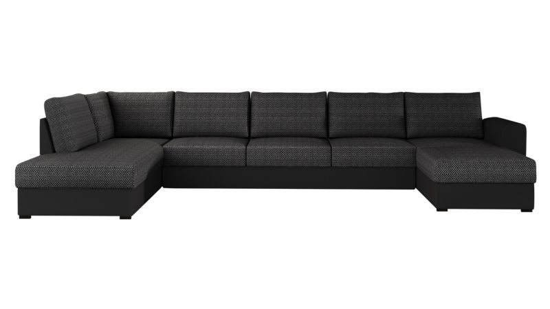 Narożnik MIRJAN 24 z funkcją spania Wilma Large lewy czarna ekoskóra/czarna plecionka 1 szt.