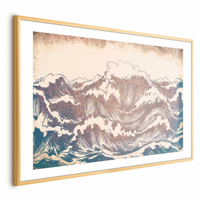 Plakat Artgeist Olbrzymie fale 90x60 cm z ramą złotą 1 szt