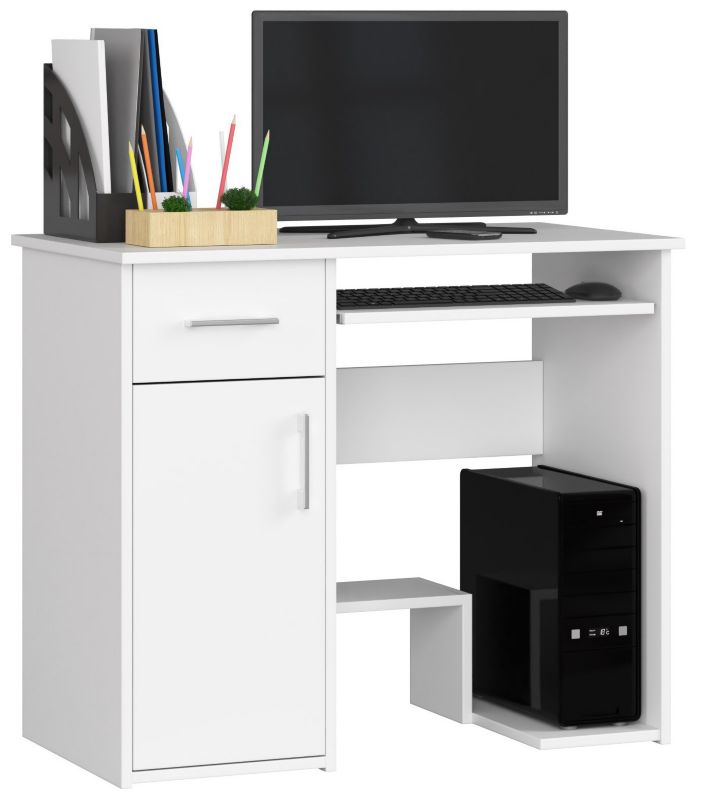 Biurko komputerowe Akord Jay Białe 90 cm 1 drzwi 1 szuflada kolor Biały mat 3 półki 90x50x74 cm 1 szt.