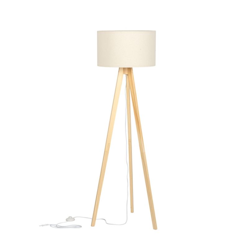 Lampa podłogowa LL THOLMAR FL E27 66738 LightLogic drewno trójnóg beżowy 1 szt.