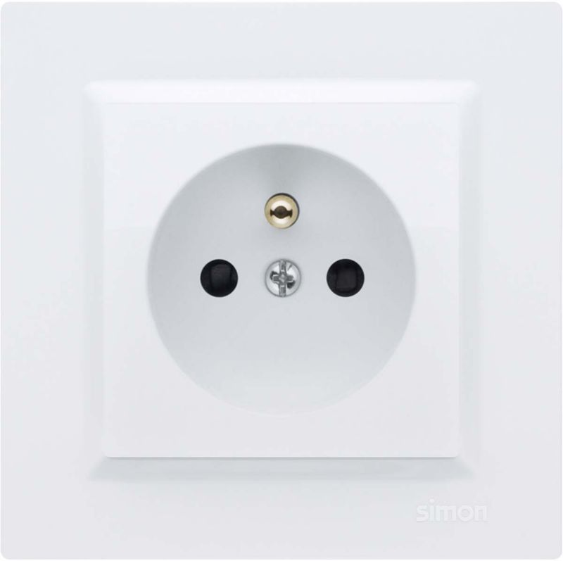 Gniazdo pojedyncze Kontakt-Simon S10 z uziemieniem białe