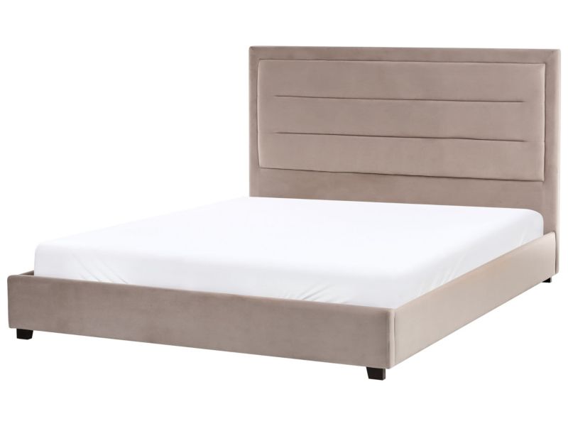 Łóżko wodne Welur Rouen 160 x 200 cm Beżowoszary 1 szt.