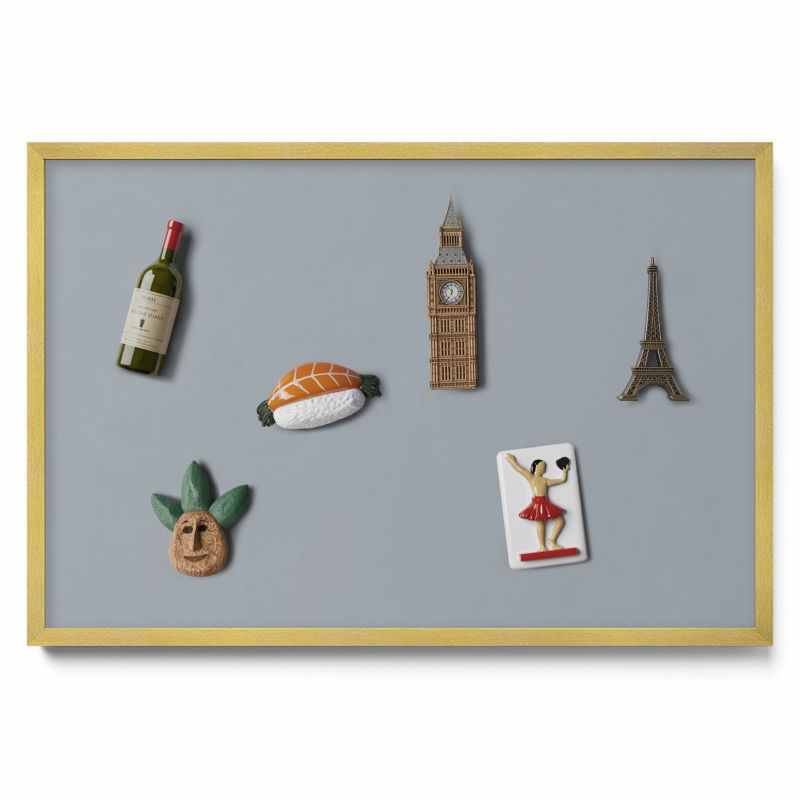 Tablica na notatki Tulup 60x40 cm Kolor szary w złotej ramie 1 szt.