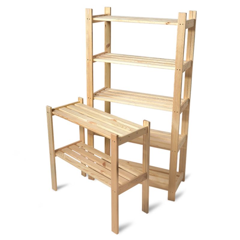 Regał Magazynowy Hurtownia-Mebli Półek 7 Regał Sosnowy 5 Półek i Nadstawka 2 Półki 63cm Sosnowy Ciemny Sosnowy Ciemny 63x3