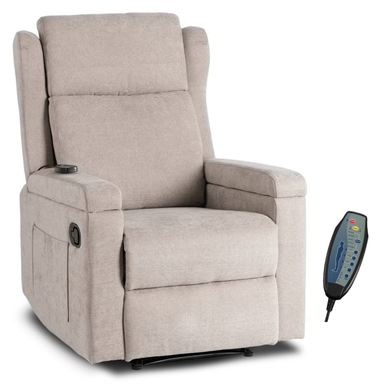 Fotel Mebel Elite SEBASTIAN Masujący Rozkładany Wypoczynkowy Do Salonu Beżowy 1 szt