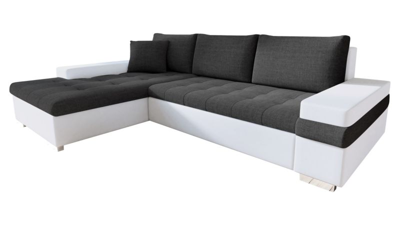 Narożnik MIRJAN 24 z funkcją spania Bangkok Mini biała ekoskóra/grafitowy 1 szt.