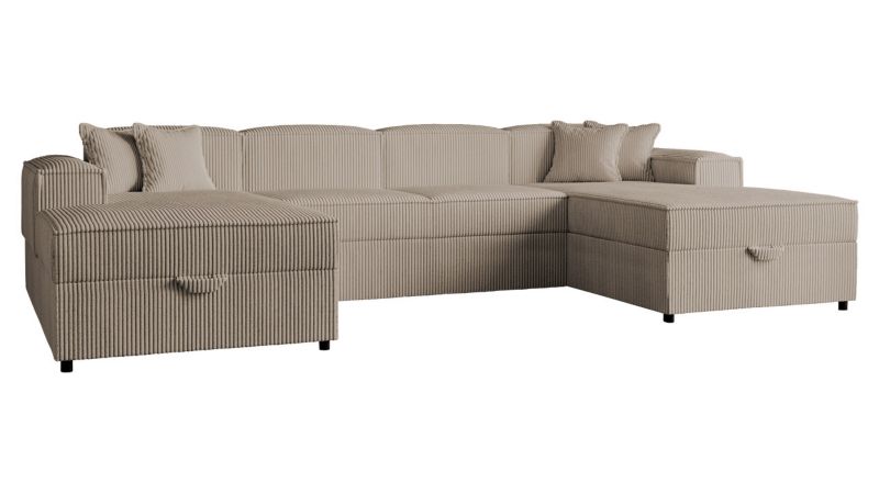 Narożnik MIRJAN 24 z dwoma pojemnikami Santos U Sztruks cappuccino 1 szt.