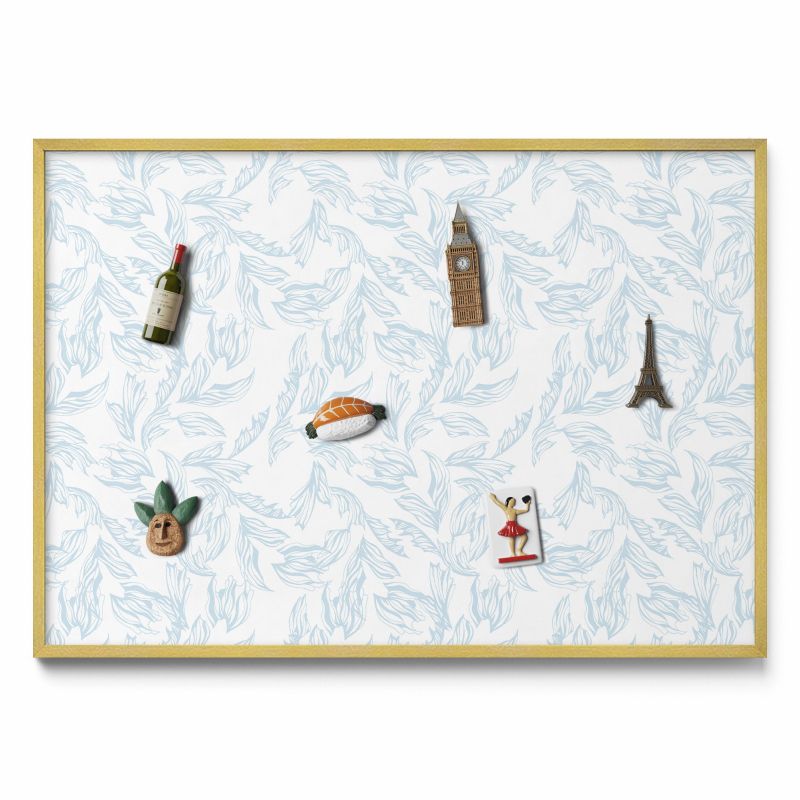 Tablica na magnesy z podróży Tulup 100x70 cm Regularny wzór liści w złotej ramie 1 szt.