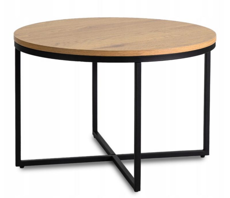 Stolik Kawowy Hantel 70 cm Mebel Elite Dąb Złoty/Czarny 1 szt