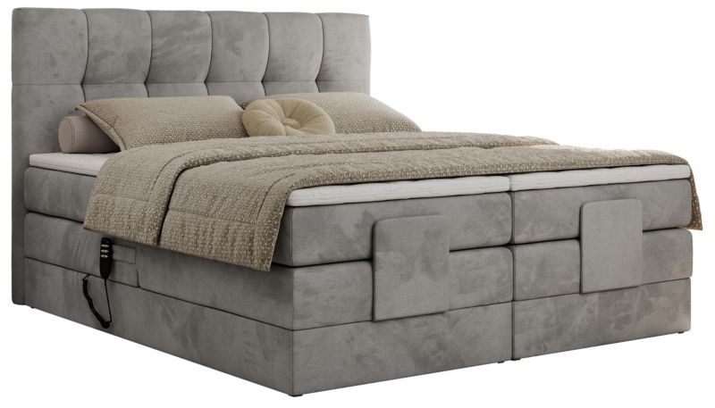 Łóżko kontynentalne MKS Meble VITTORIA 160x200 H3 Jasnoszary welvet 1szt