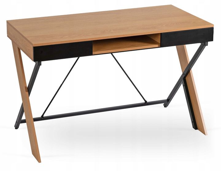 Biurko Rea Mebel Elite 120 cm Dąb złoty/Czarne z Szufladami 1 szt.