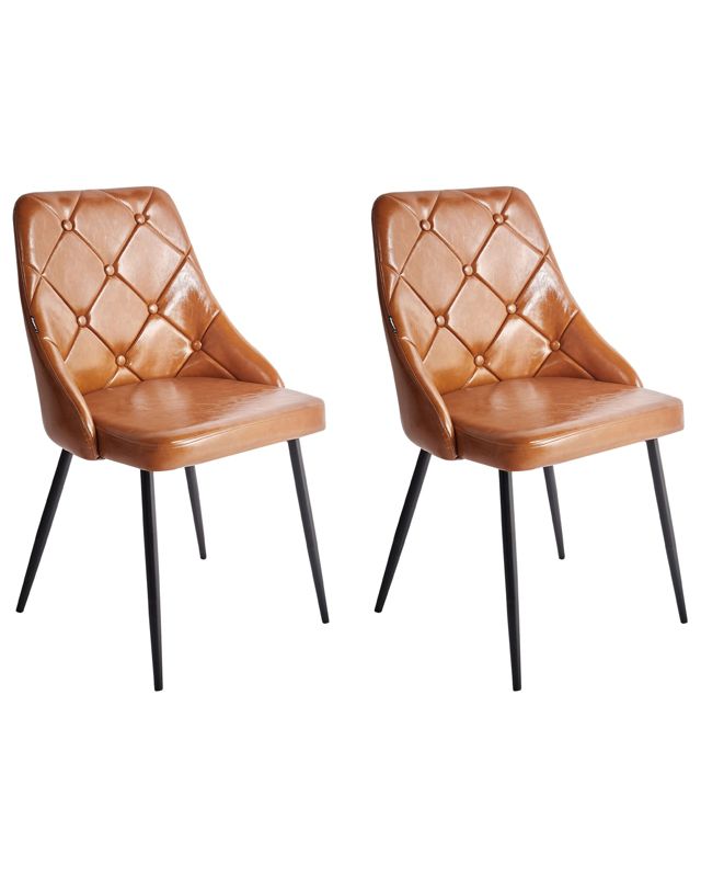Zestaw 2 krzeseł do jadalni Valerie Skóra ekologiczna Złoty brąz 1 par.