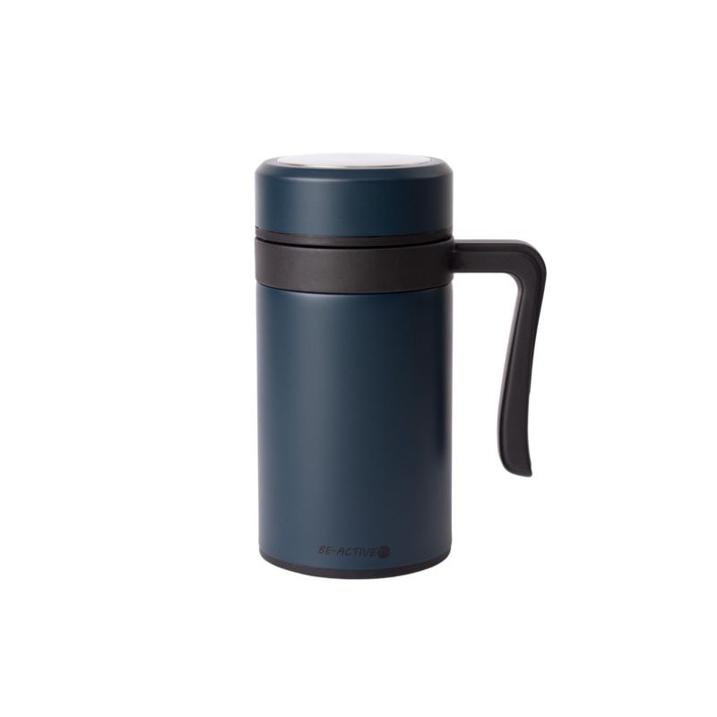 Kubek termiczny Be-active.pl termos na kawę herbatę granatowy 450 ml 1szt