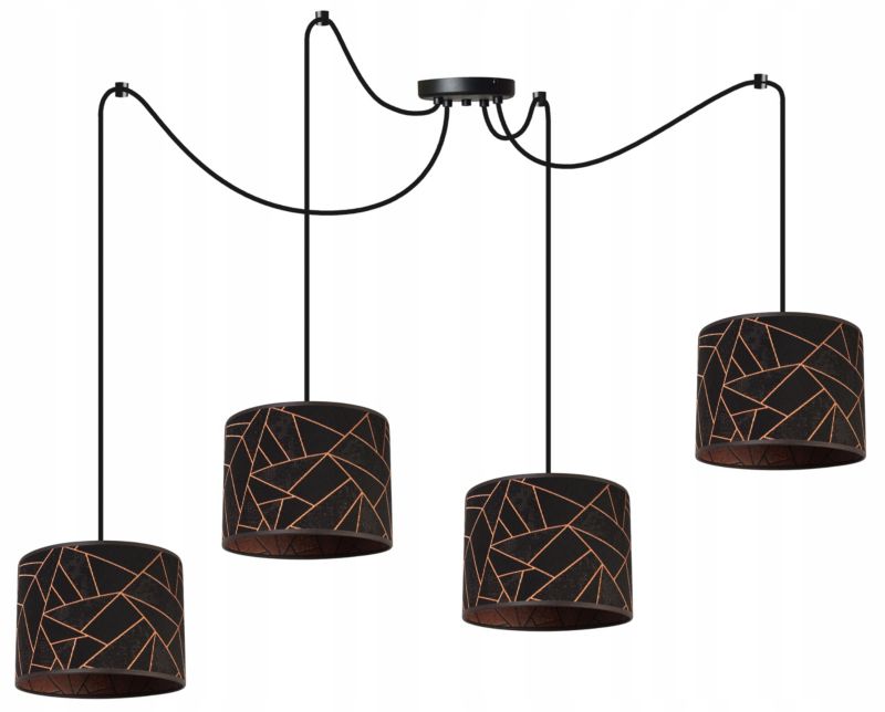 Lampa sufitowa wisząca Light Home LH Pająk Werona 4x E27 60W czarny/miedź 1szt.