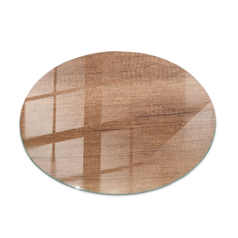 Blat szklany Tulup fi80 cm Naturalny wzór drewna 1 szt.