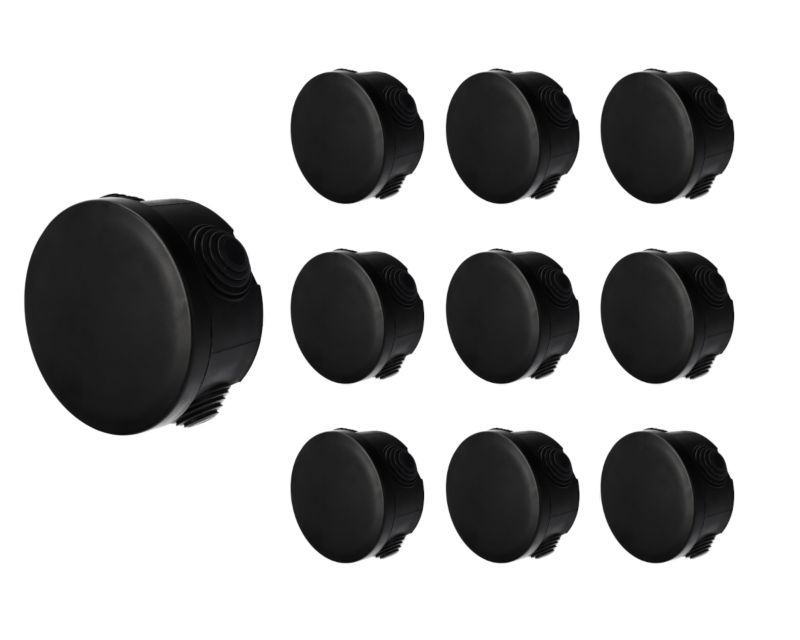 Puszka hermetyczna natynkowa EDO z dławikami zamknięcie na klik 80x45mm IP55 czarny 10sz.