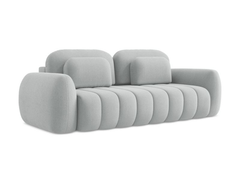 Kanapa 3-osobowa z funkcją spania LaMiaSofa GINOSA z tkaniny bouclé 266x121 cm jasny szary 1 szt.