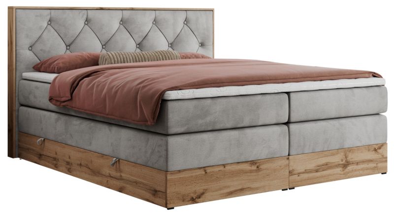 Łóżko kontynentalne MKS Meble VENETO KING 200x200 H3 jasnoszary welwet 1szt.