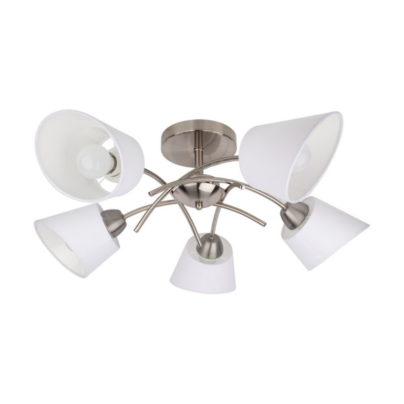 Lampa Sufitowa SPOT Light 5xE27 Max.40W Klasyczna Kompozycja Satyny z Białą Tkaniną, Polski Producent, 1 szt.