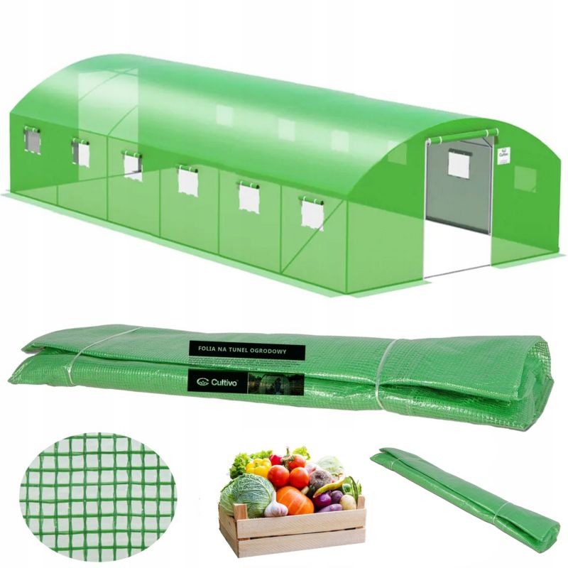 Folia Cultivo Poszycie Na Tunel Ogrodowy Szklarnia 4x6x2 Zielony Podwójne Drzwi Uv 1 szt