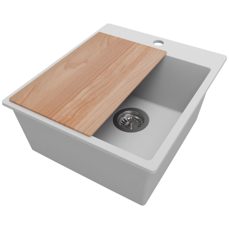 Zlewozmywak Ryga PRIMAGRAN Nablatowy 43x50cm do szafki od 45cm z Syfonem i Dodatkiem Szary 1 szt.