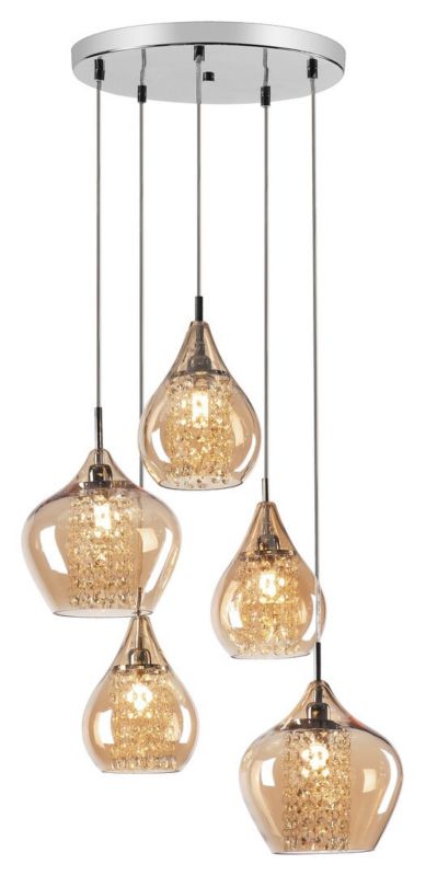 Lampa wisząca Rabalux Cassandra chromowana bursztynowy wym: 120 x 46 x 46 cm 5xG9 x 1 szt.