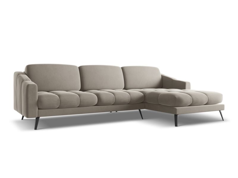 Narożnik prawostronny LaMiaSofa ROMA z tkaniny welwetowej 264x160 cm kreci 1 szt.