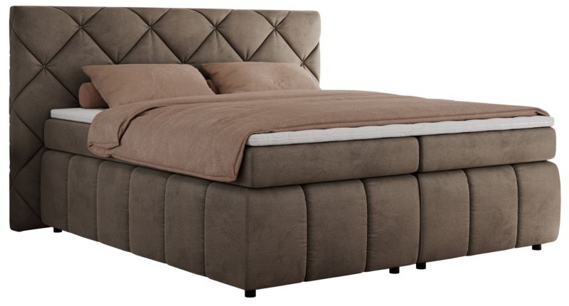 Łóżko kontynentalne MKS Meble RITA 180x200 H3 brązowy welwet 1szt.