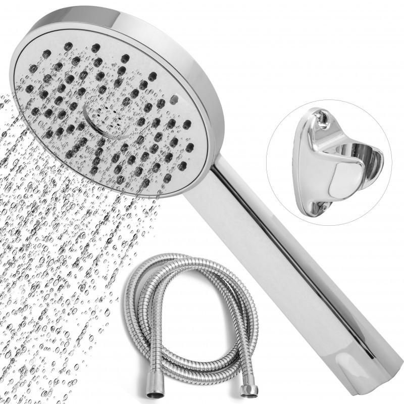 Zestaw prysznicowy Yoka Home chrom, 1-funkcyjna słuchawka, elastyczny wąż, połysk, 150 cm 1 szt.