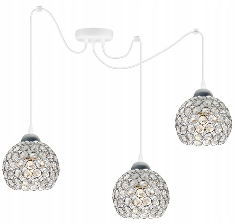 Lampa sufitowa wisząca Light Home LH Crystal Spider 3x E27 60W kryształki biały 1szt.