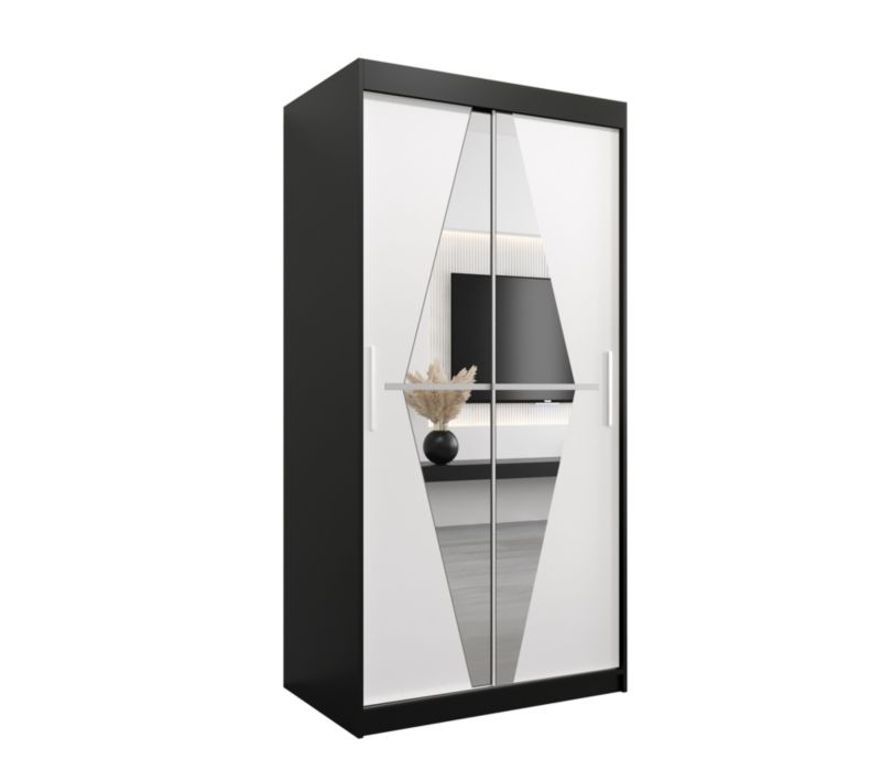 Szafa przesuwna Garderoba Abiks BOLIWIA 100 czarny mat + biały mat 1 szt.