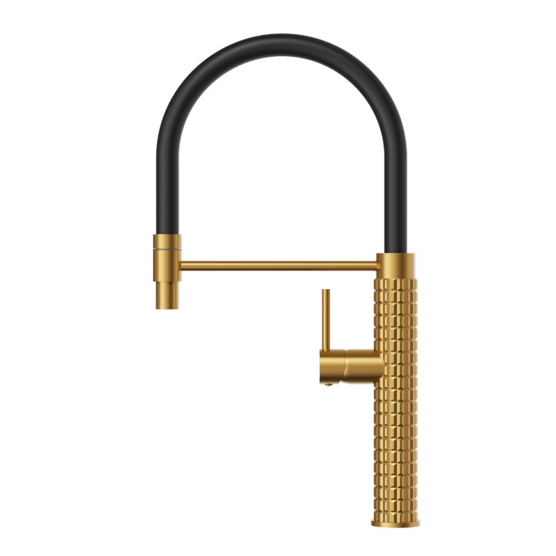 Bateria kuchenna Granitan fano szczotkowane złoto kran z elastyczną wylewką 1 szt.