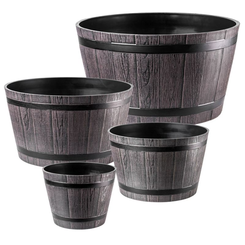 Donica KADAX kwiaty 23, 30, 40, 50 cm, ciemny brąz 4 szt.