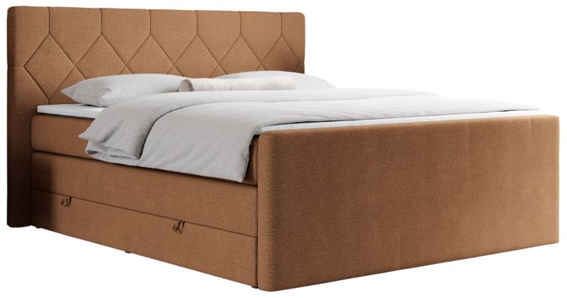 Łóżko kontynentalne MKS Meble KING EIGAR 180x200 H4 pomarańczowy struktura 1szt.