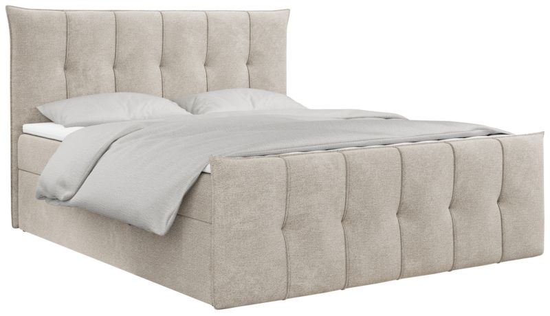 Łóżko kontynentalne MKS Meble PREMIUM 11 140x200 H3 Beżowy struktura 1szt.