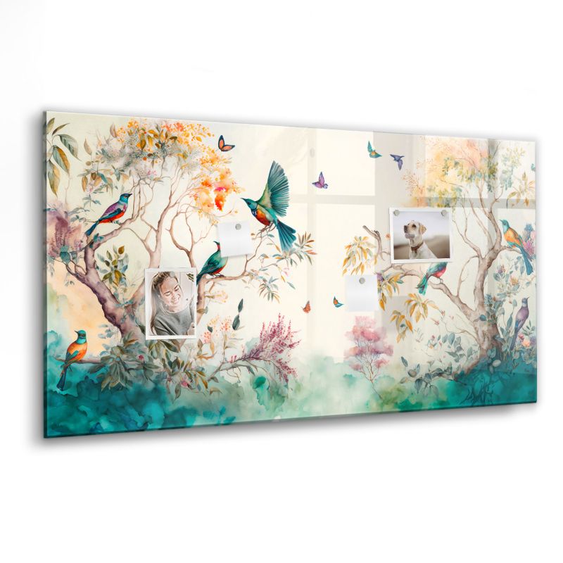 Tablica magnetyczna Wallfluent 120x60 cm Kwiaty ptaki natura 1 szt.