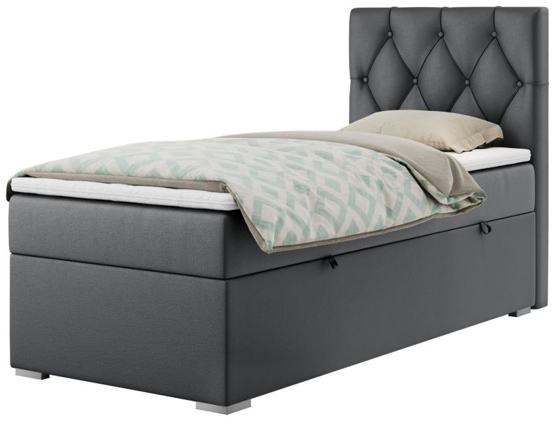 Łóżko kontynentalne MKS Meble ALDA 90x200 H4 ciemnoszary ekoskóra strona prawa 1szt.