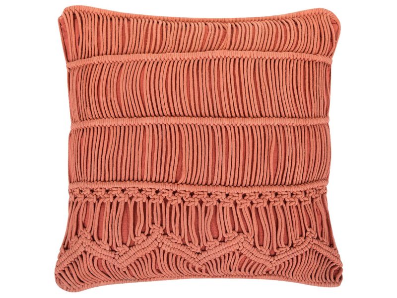 Poduszka dekoracyjna Akkoy Bawełna 45 x 45 cm Geometryczny Makrama Pomarańczowy 1 szt.