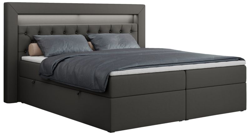 Łóżko kontynentalne MKS Meble GOLD 6 160x200 H3 Ciemnoszary ecoskóra 1szt.