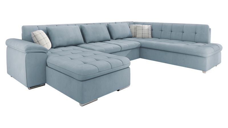 Narożnik MIRJAN 24 Niko lewy baby blue + szara krata 1 szt.