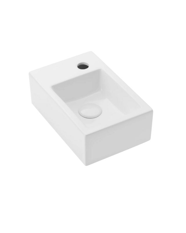 Umywalka ścienna Uptrend ROSA L biały połysk, z otworem na baterię, lewa 1 szt.