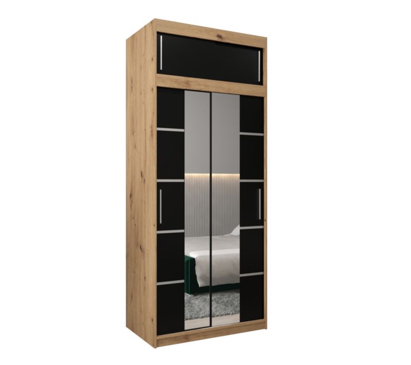 Szafa przesuwna Abiks Verona 4 100 artisan + czarny z nadstawką 1 szt.