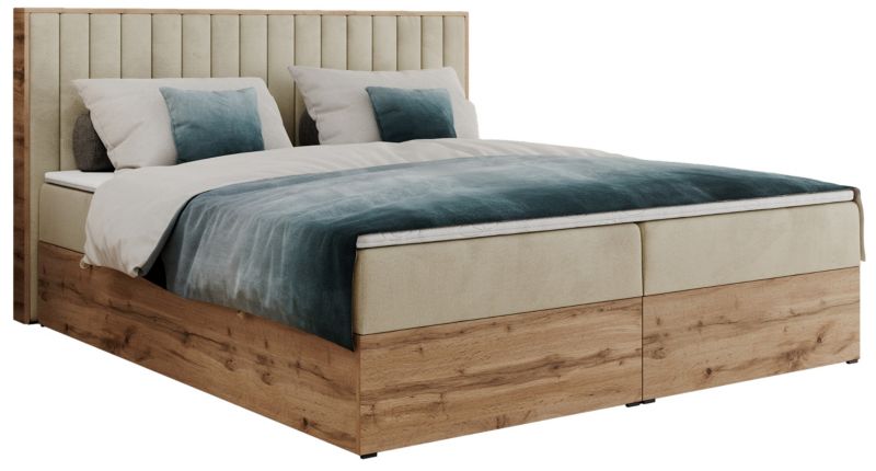 Łóżko kontynentalne MKS Meble ALBERO 4 120x200 H3 Beżowy welvet 1szt.