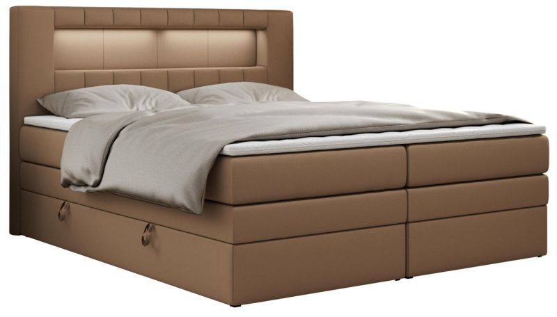 Łóżko kontynentalne MKS Meble GOLD 5 KING 160x200 H3 Brązowy ecoskóra 1szt.