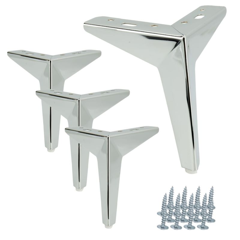 Zestaw nóżek meblowych B&B Gwiazda srebrny chrom wysokość 15 cm 4 szt