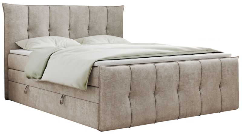 Łóżko kontynentalne MKS Meble PREMIUM 11 KING 140x200 H3 Beżowy struktura 1szt.